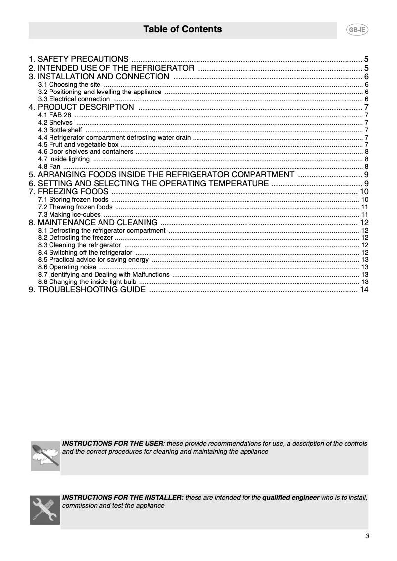 Page 1 of the manual User Manual Smeg FAB28QCS1