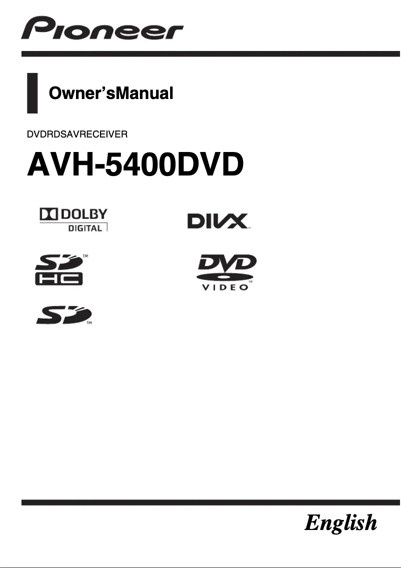 First page image of the manual for AVH-5400DVD