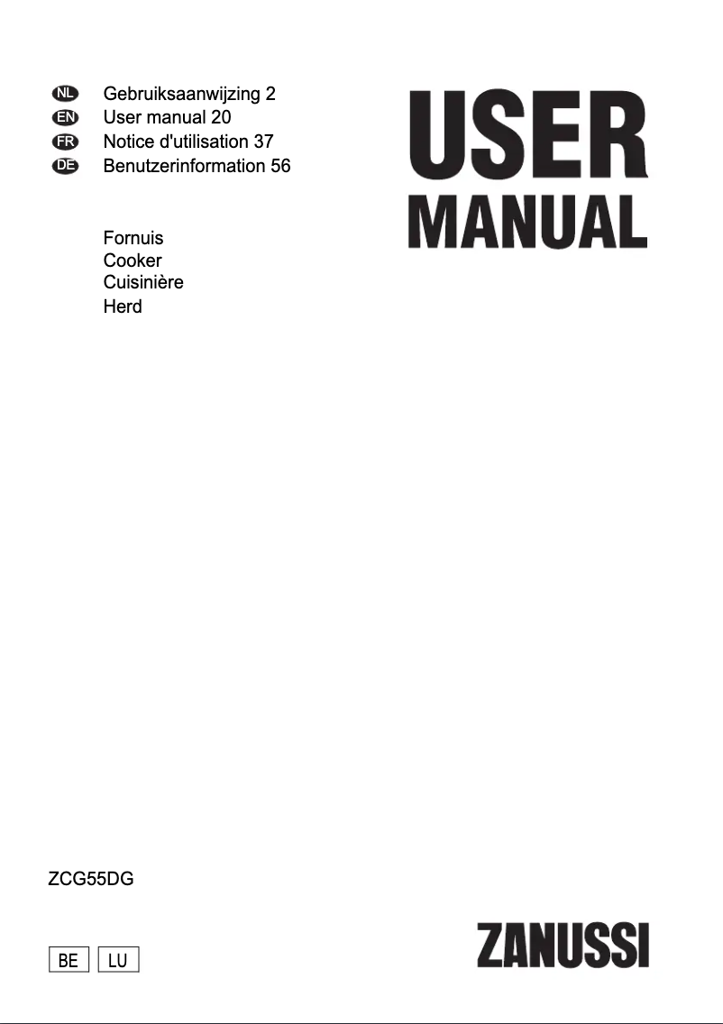 Page 1 of the manual User Manual Zanussi ZCG55DGW
