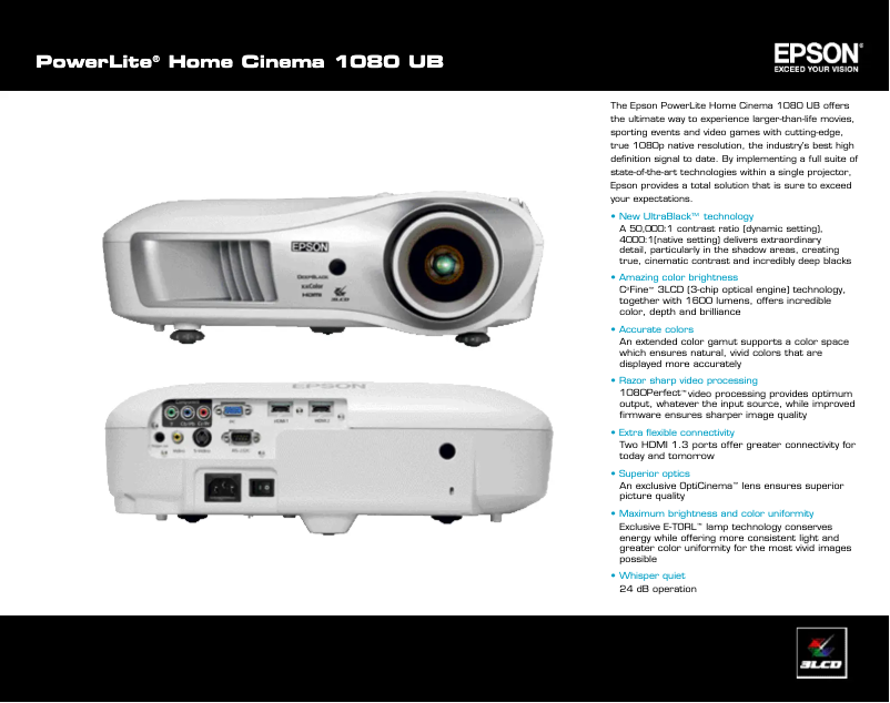Page 1 de la notice Brochure Epson PowerLite Home Cinema 1080 UB