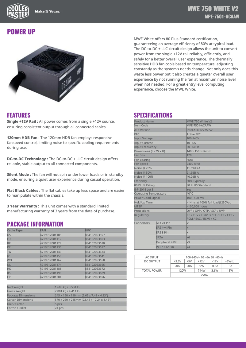 First page image of the manual for MWE 750