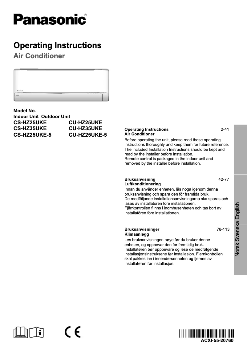 First page image of the manual for CU-HZ25UKE-5