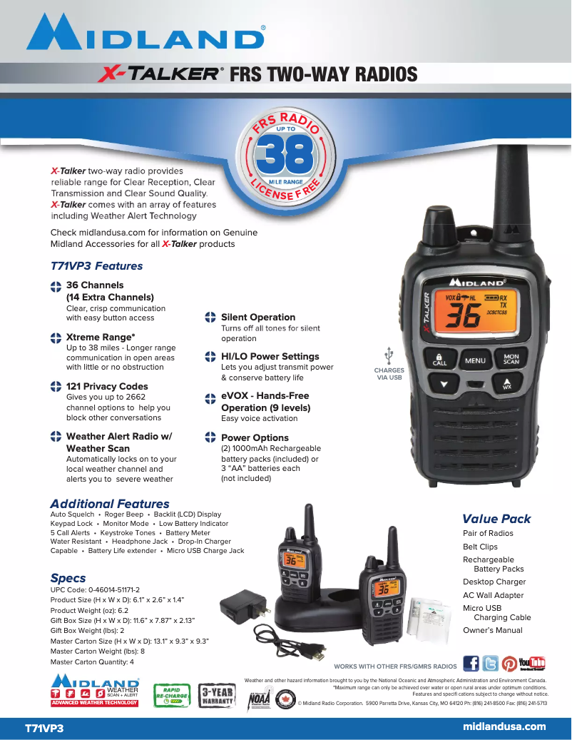 First page image of the manual for X-Talker T71VP3