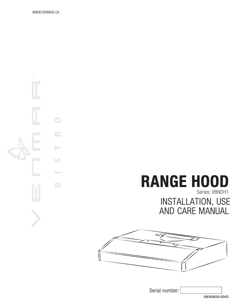 First page image of the manual for Bistro VBNDH130WW