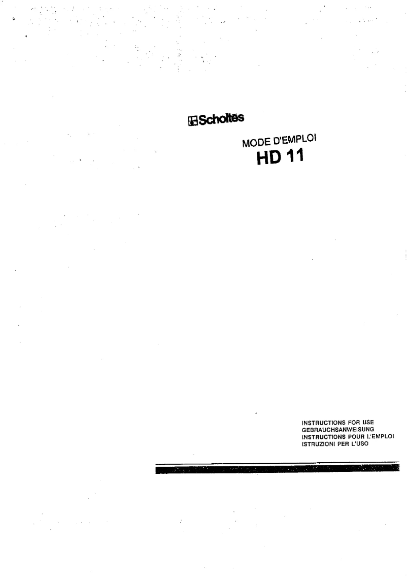 First page image of the manual for HD 11
