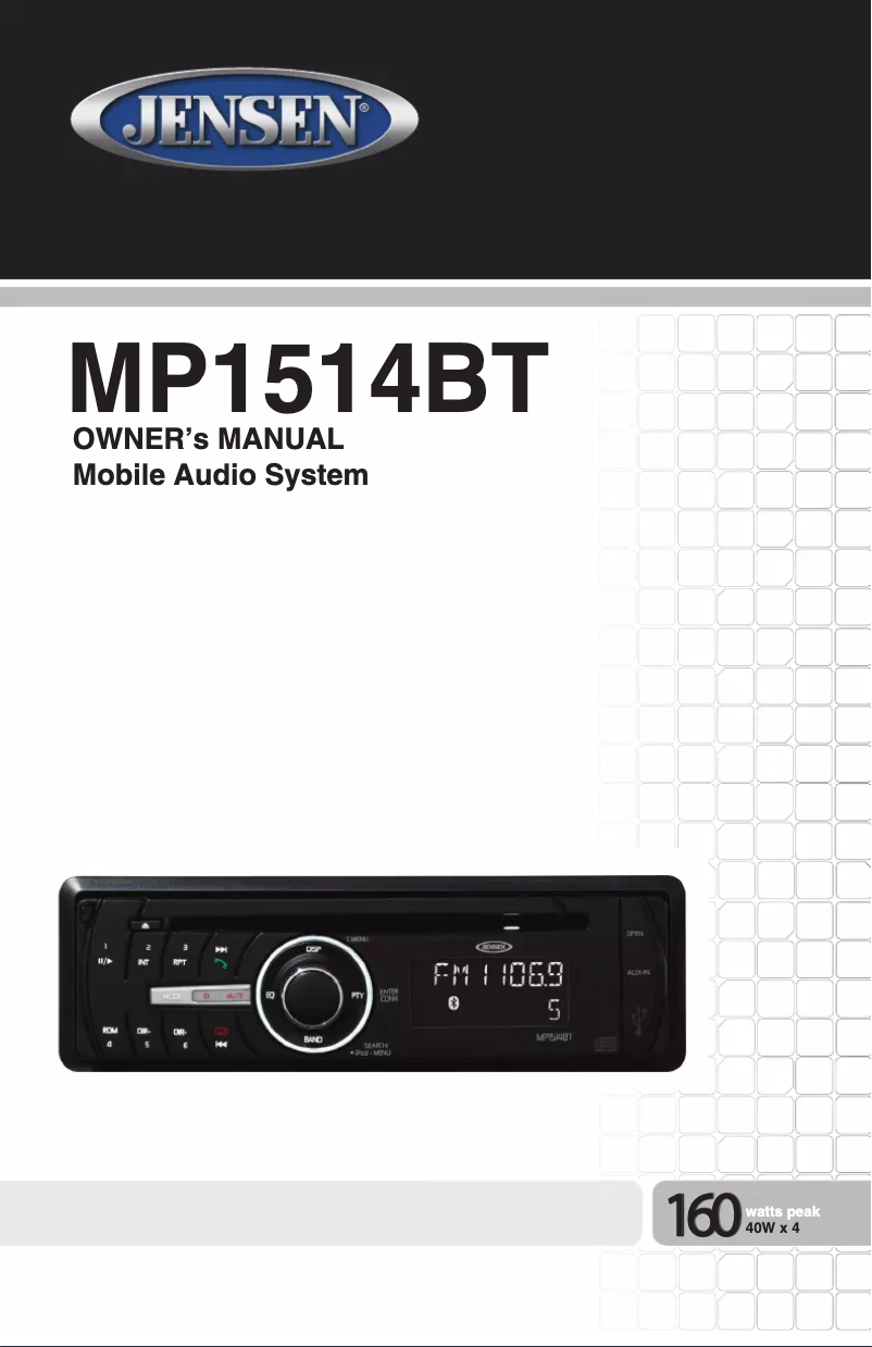 Page 1 of the manual User Manual Jensen MP1514BT