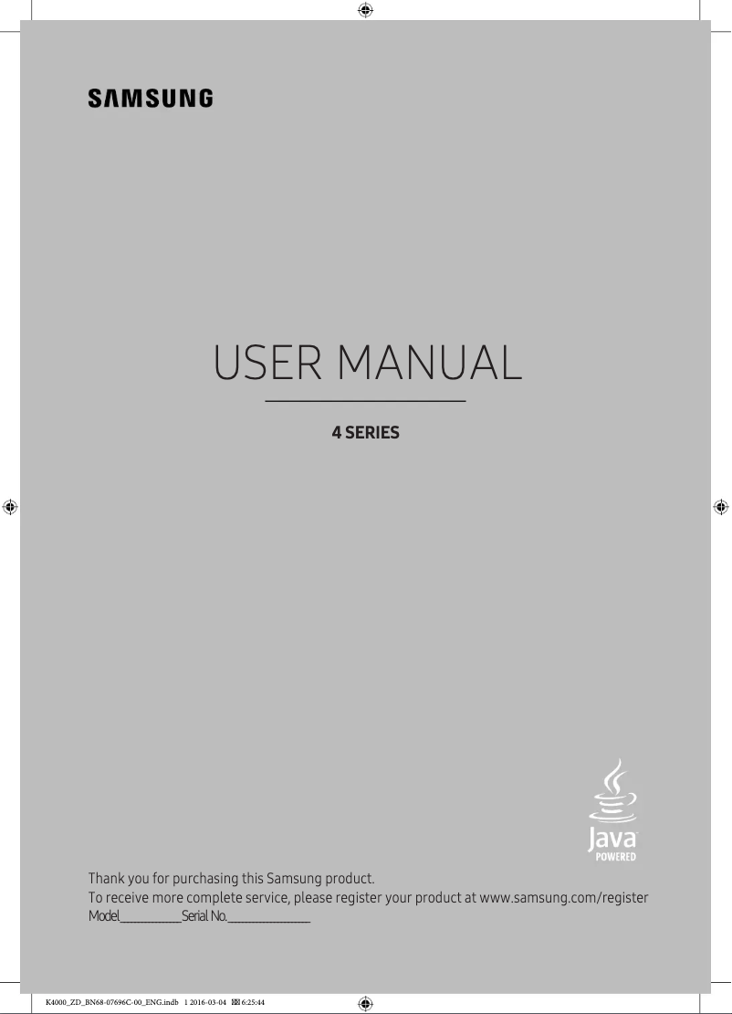 Page 1 of the manual User Manual Samsung UN24K4000AG