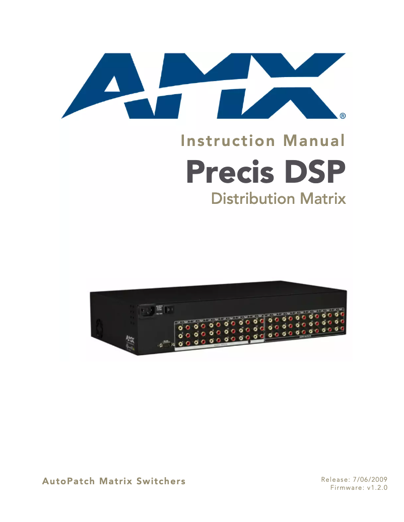 Page 1 of the manual User Manual AMX AVS-PL-0808-00P