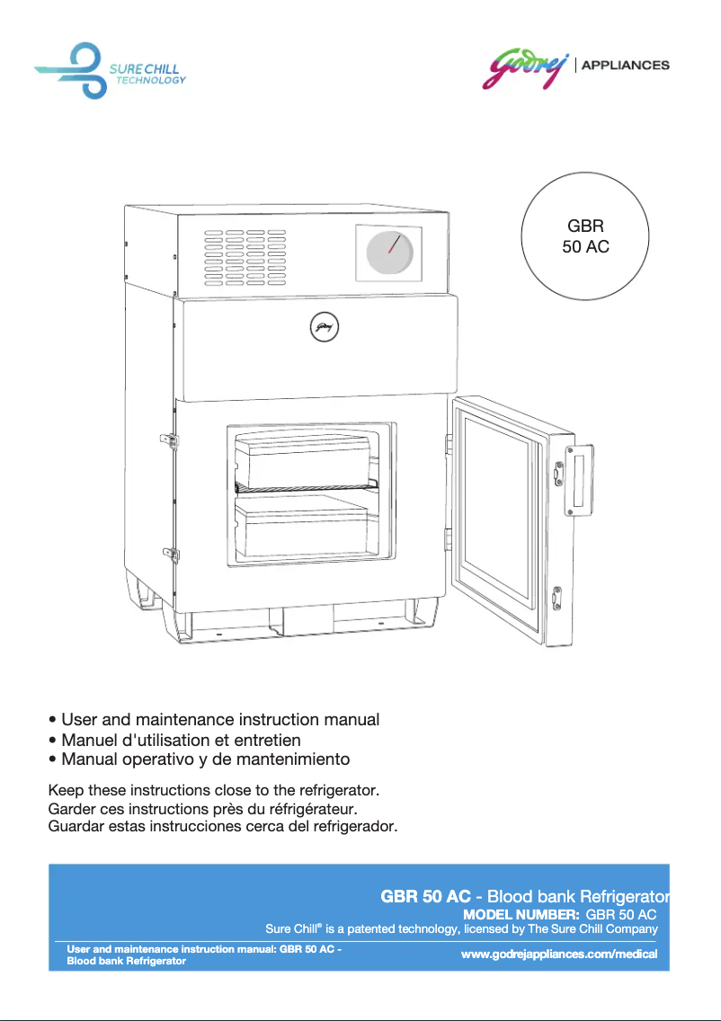 First page image of the manual for GBR 50 AC