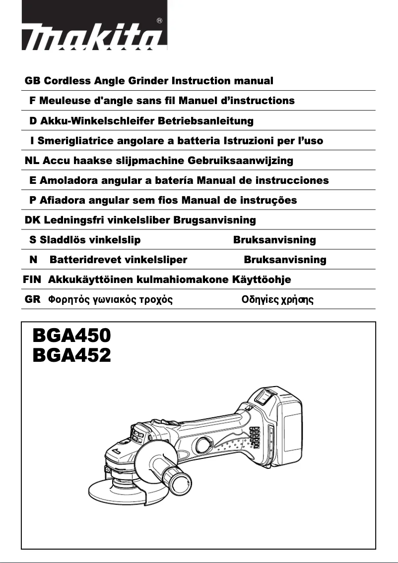 Page 1 of the manual User Manual Makita BGA450