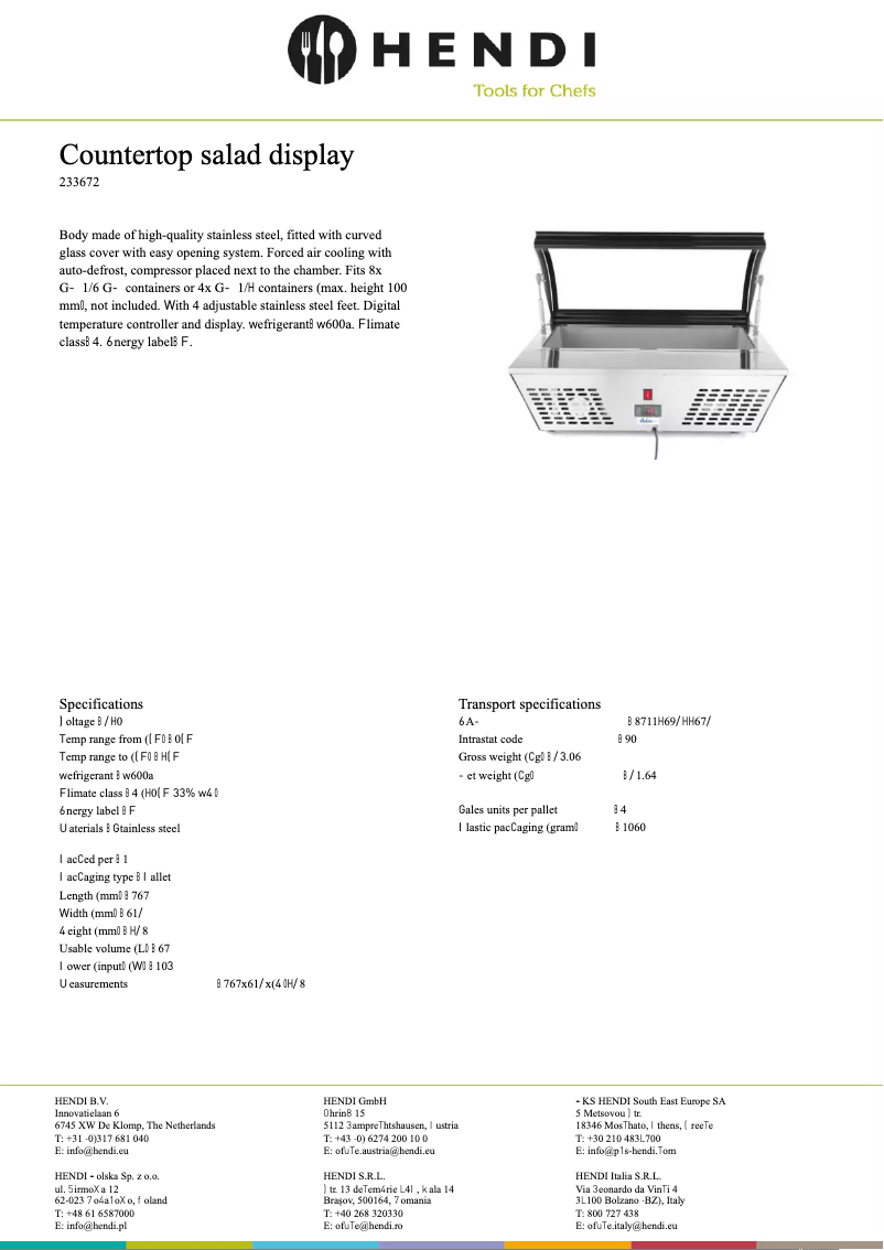 Page 1 of the manual Technical Sheet Arktic 233672