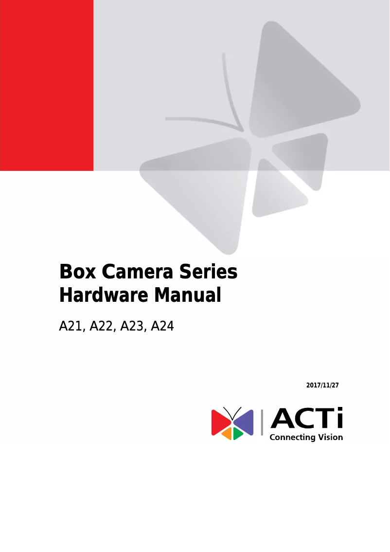 Page 1 of the manual User Manual ACTi A21