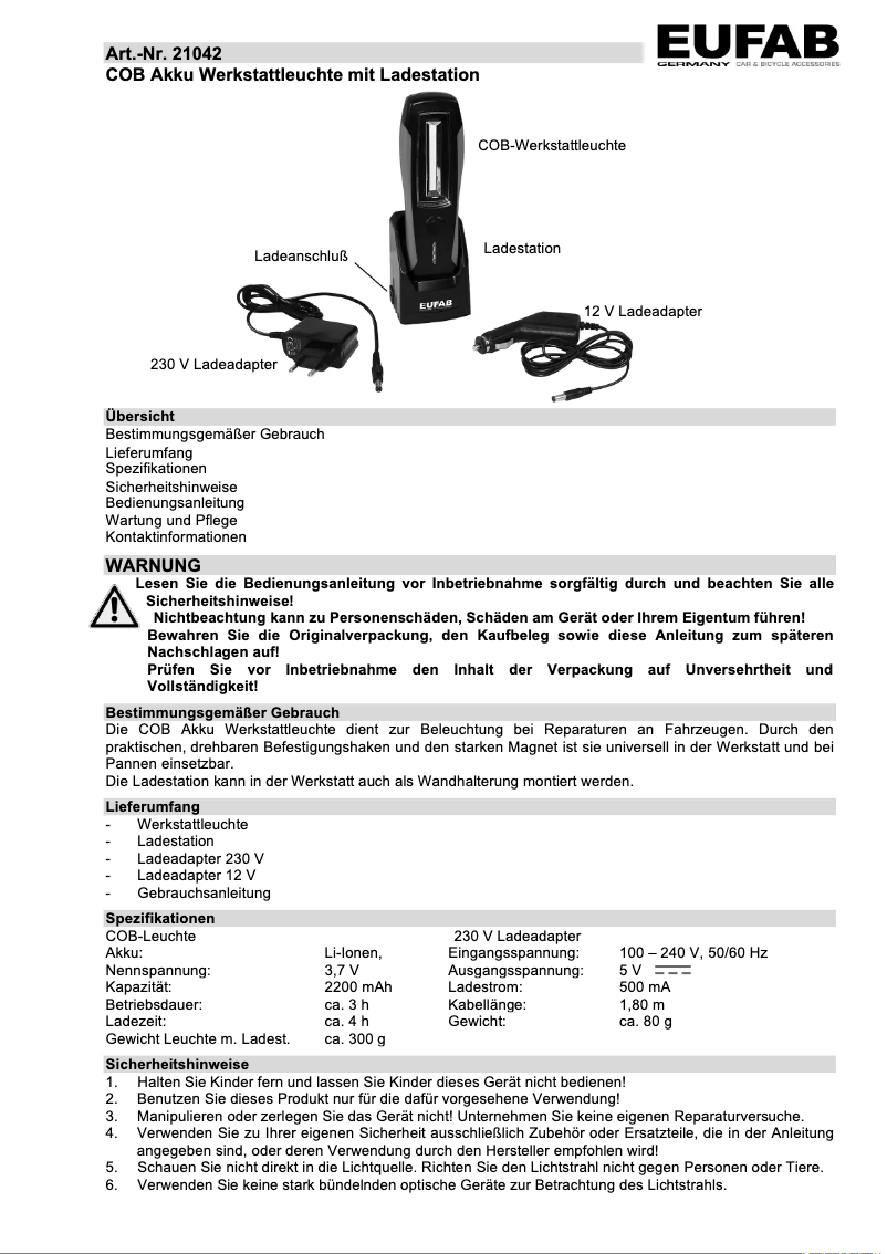 First page image of the manual for 21042