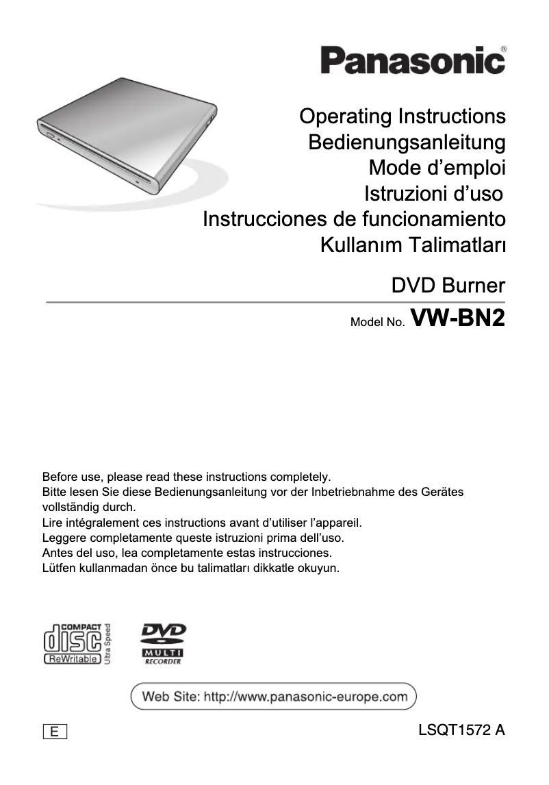 First page image of the manual for VW-BN2