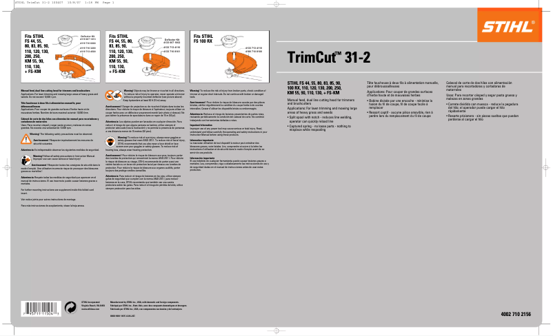 First page image of the manual for TrimCut 31-2