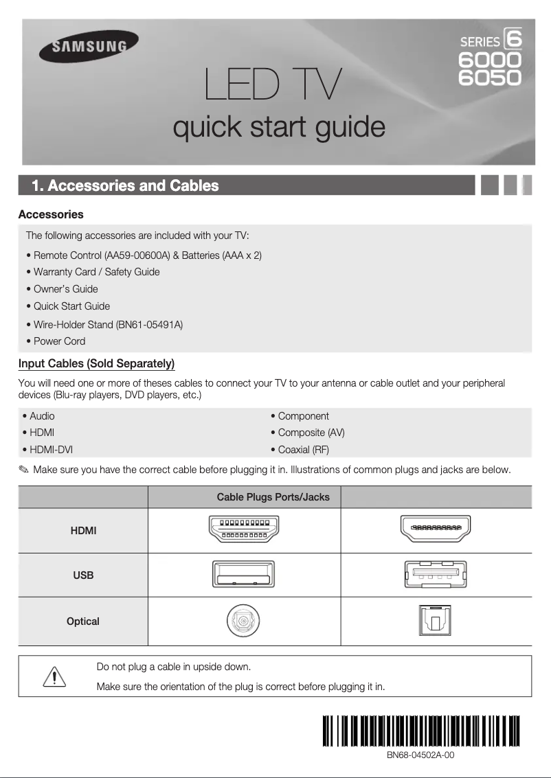 Page 1 of the manual User Manual Samsung UN60EH6000F