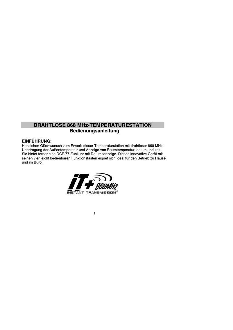 First page image of the manual for WS 9765