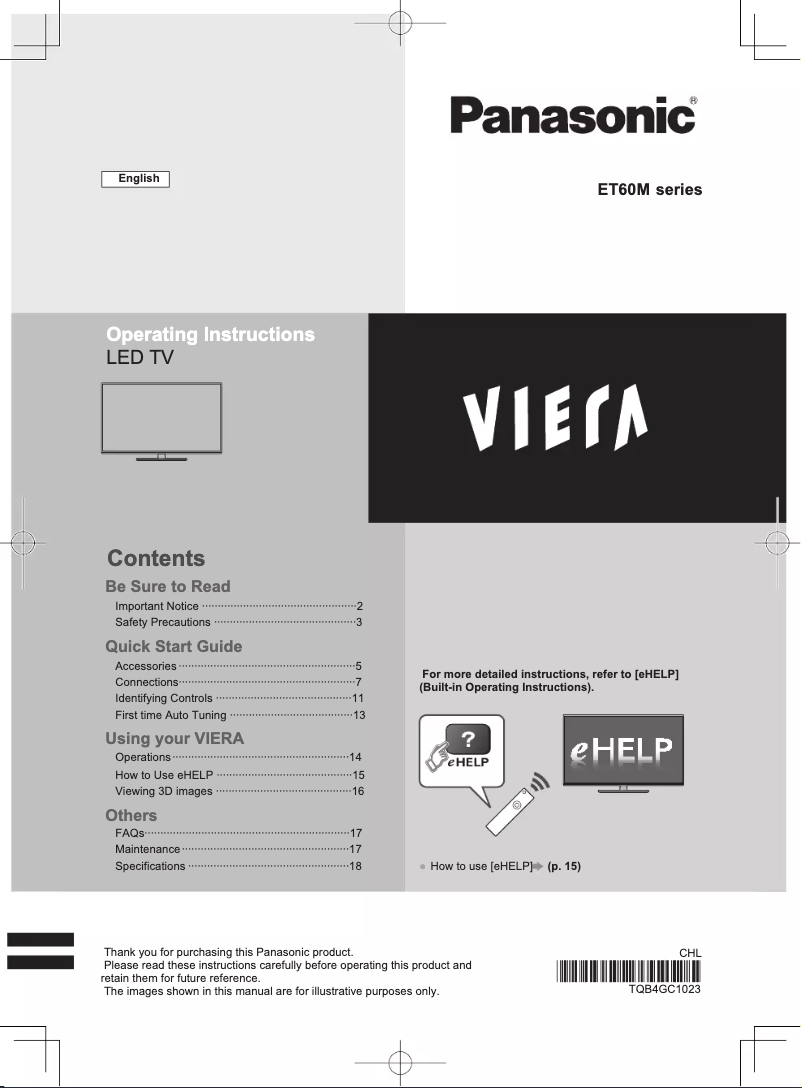 Page 1 of the manual User Manual Panasonic Viera TH-L42ET60M