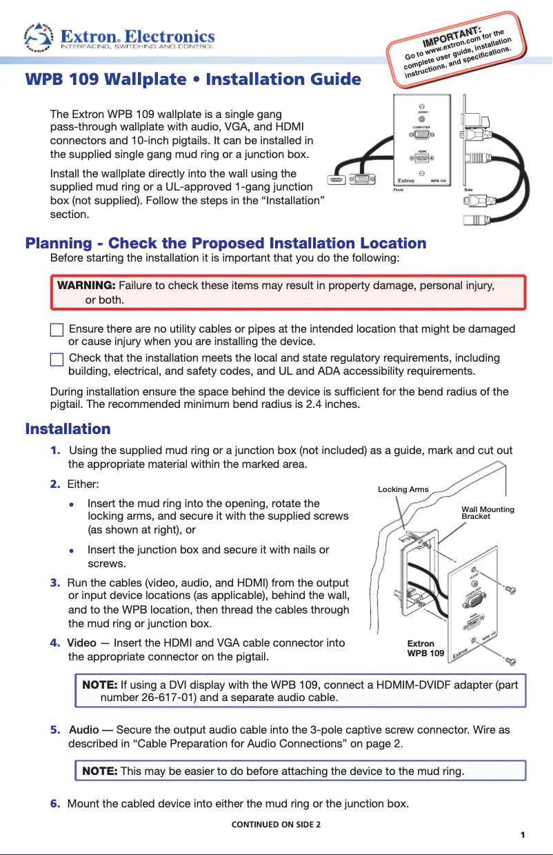 First page image of the manual for WPB 109