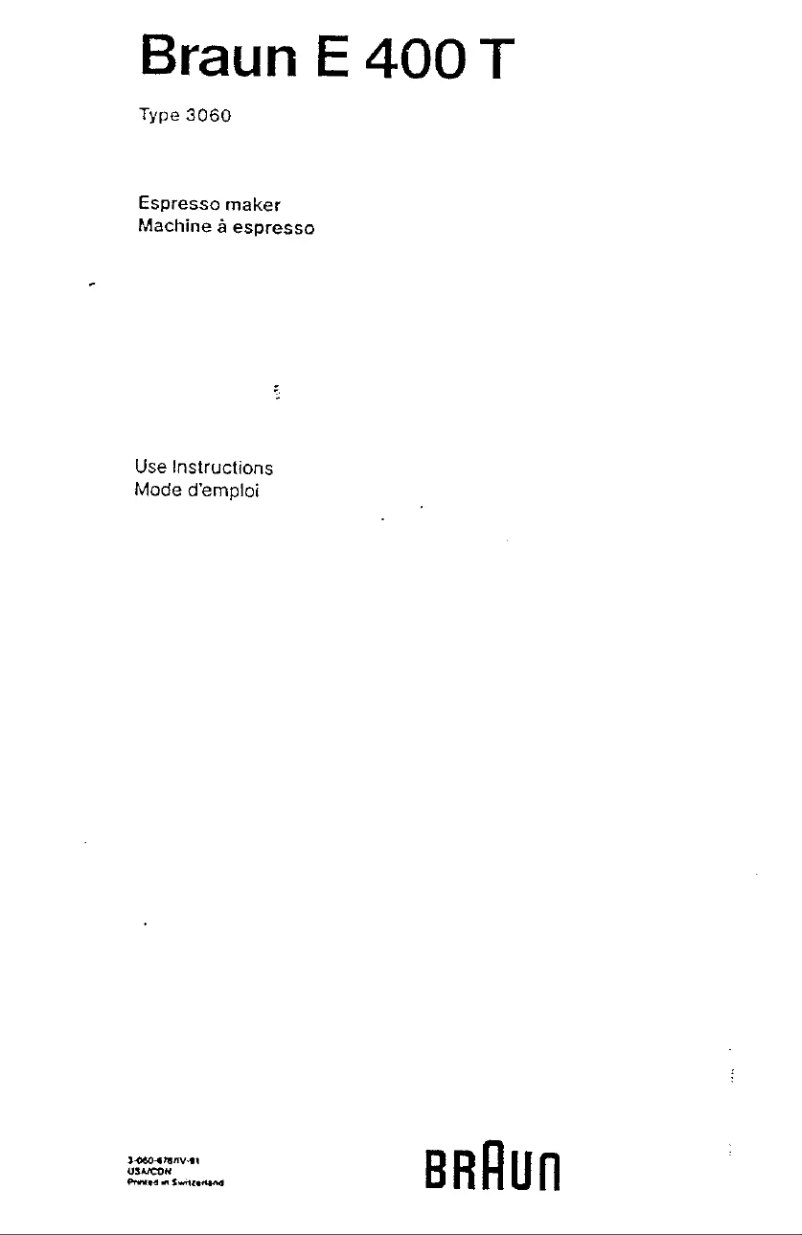 Page 1 of the manual User Manual Braun E 400T