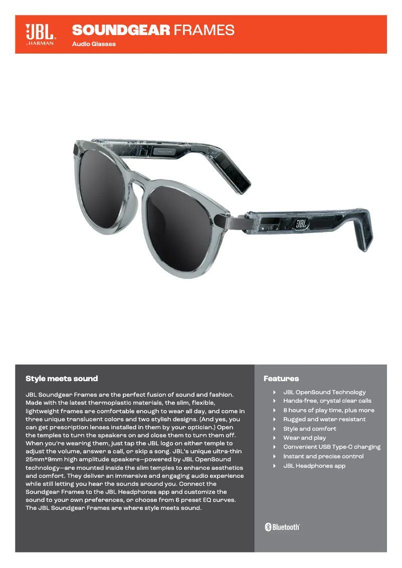 First page image of the manual for Soundgear Frames