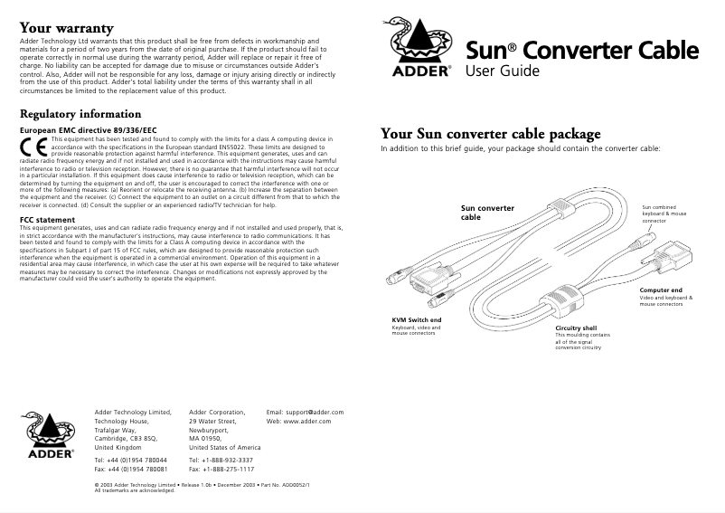 First page image of the manual for CCSUN-10M
