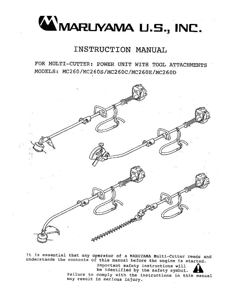 First page image of the manual for MC260