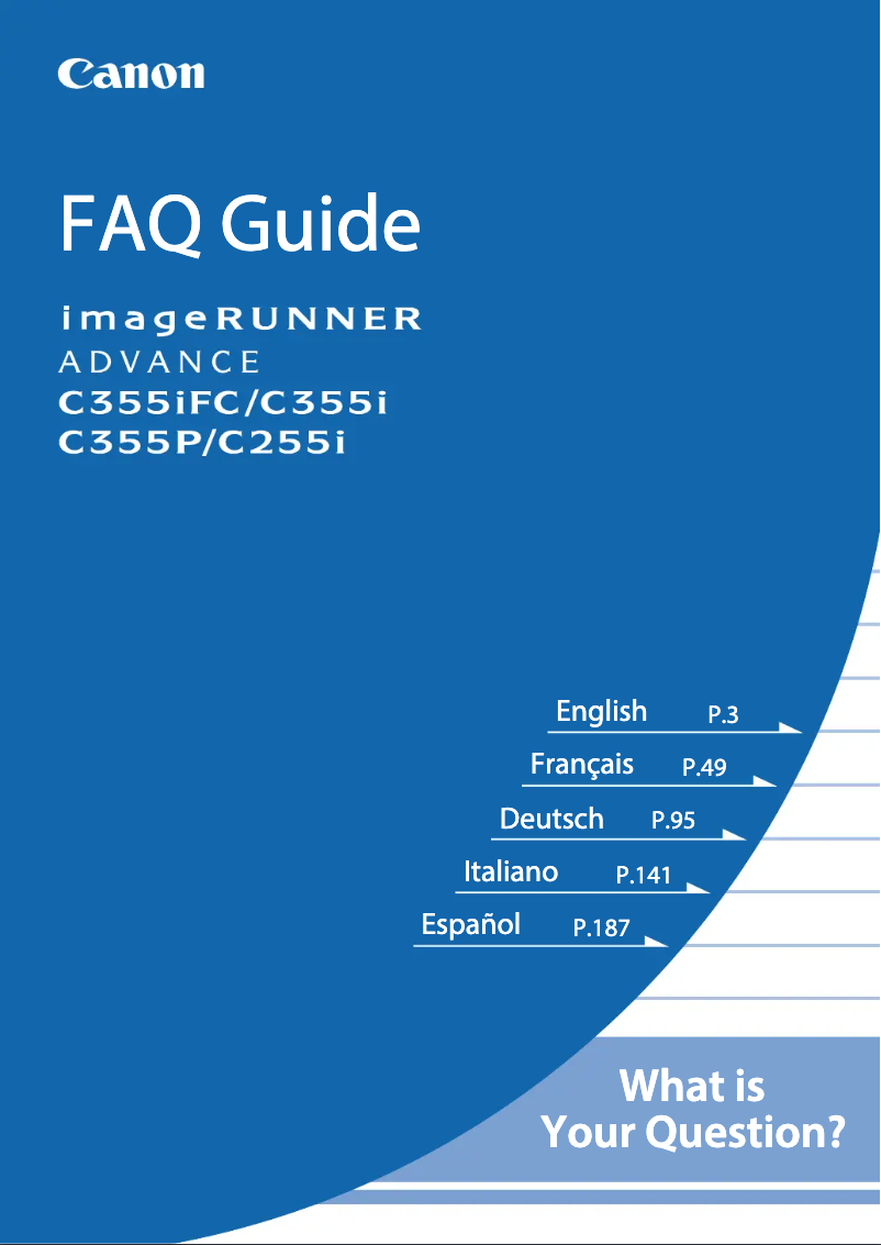 Page 1 of the manual FAQ Canon imageRUNNER ADVANCE C355i