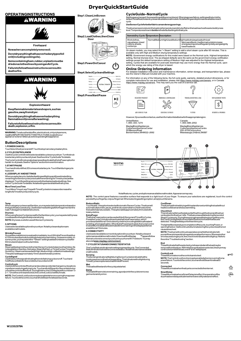 Page 1 of the manual Quick Start Guide Maytag MGD8630HC