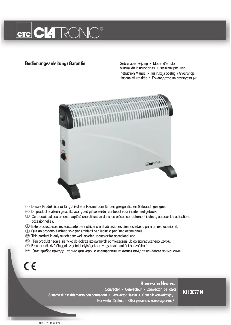 Page 1 of the manual User Manual Clatronic KH 3077