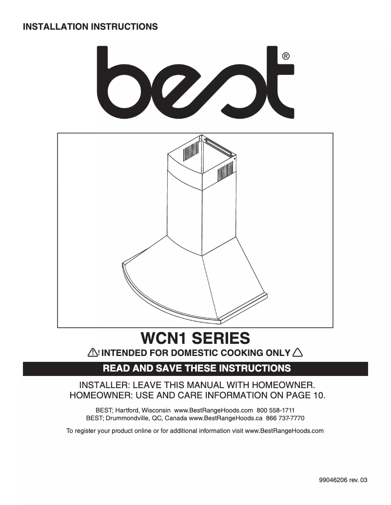 Page 1 of the manual User Manual Best AFBWCN1