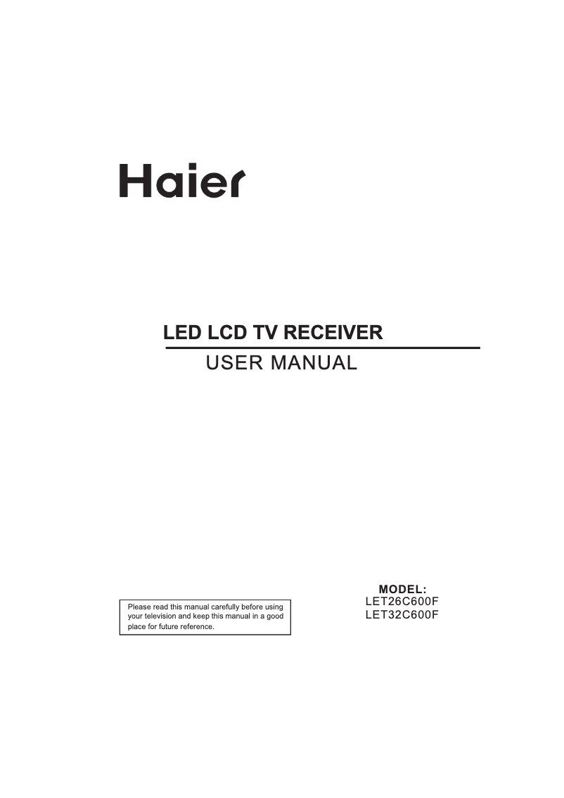 First page image of the manual for LET32C600