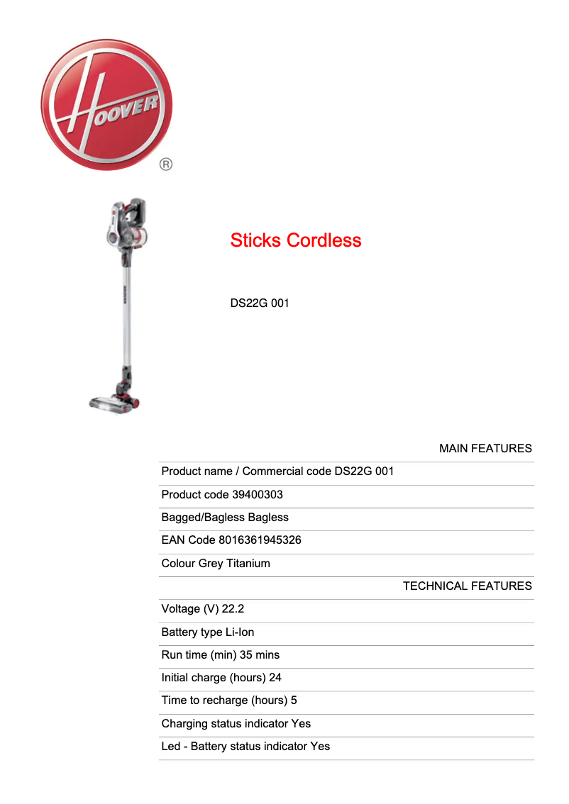 First page image of the manual for DS22G 001