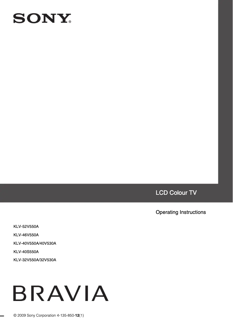 Page 1 of the manual User Manual Sony KLV-40V550A