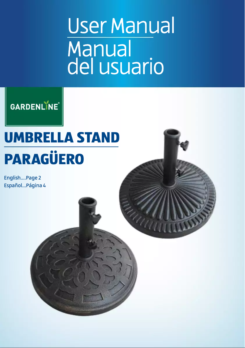 Page 1 de la notice Manuel utilisateur Gardenline Umbrella Stand 60298