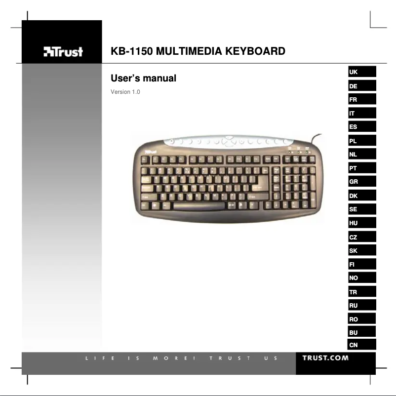 First page image of the manual for KB-1150