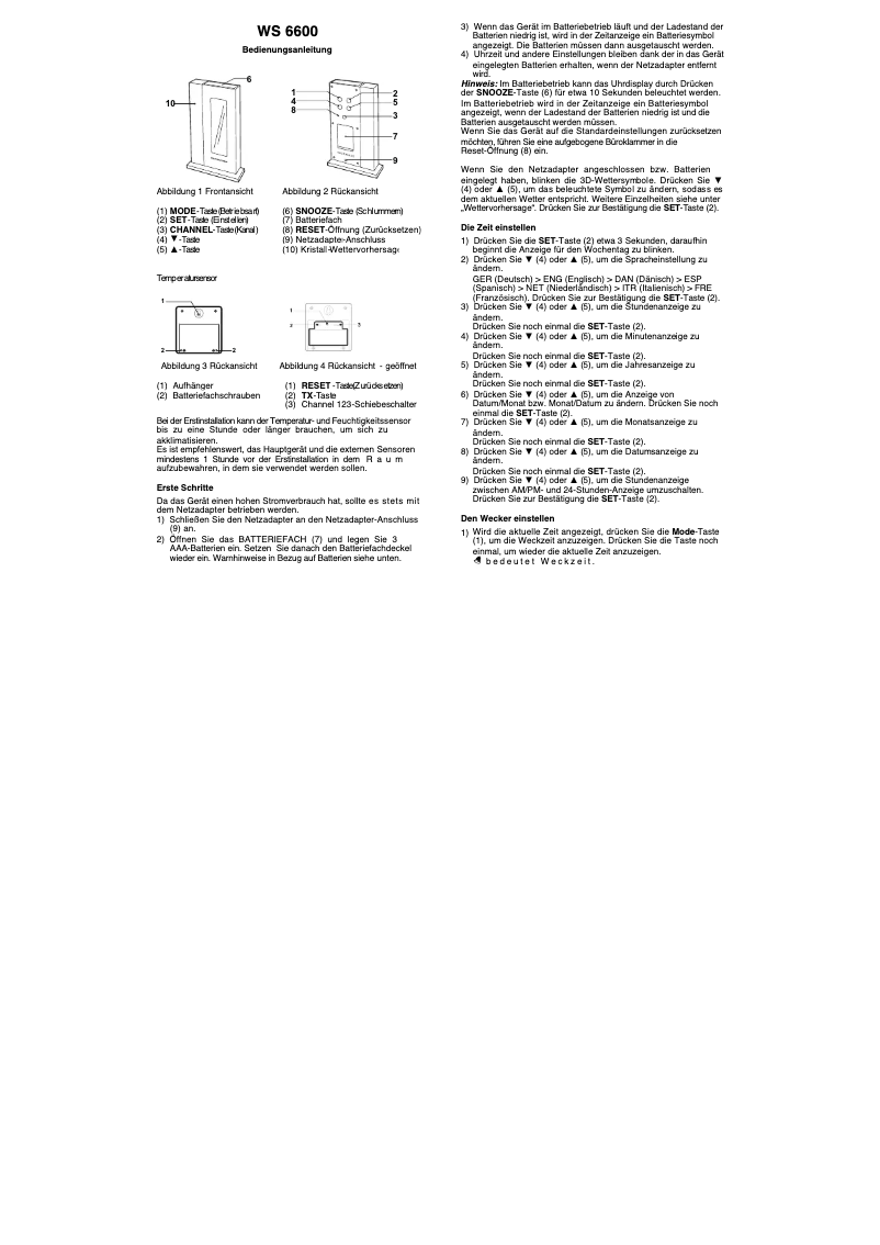 First page image of the manual for WS 6600