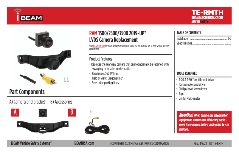 Page 1 of the manual User Manual Metra TE-RMTH