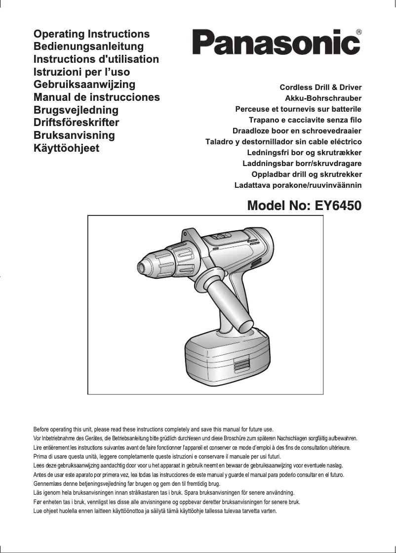 Page 1 of the manual User Manual Panasonic EY6450