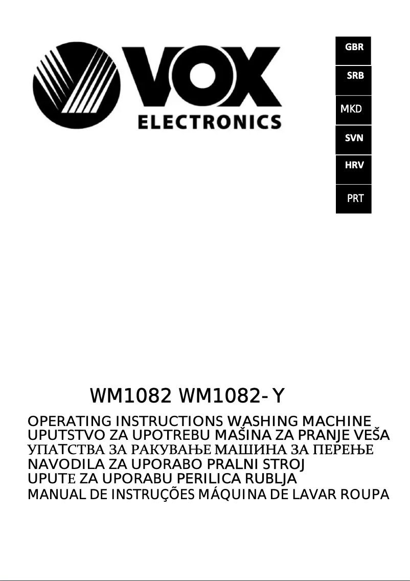 Page 1 of the manual User Manual VOX WM1082Y