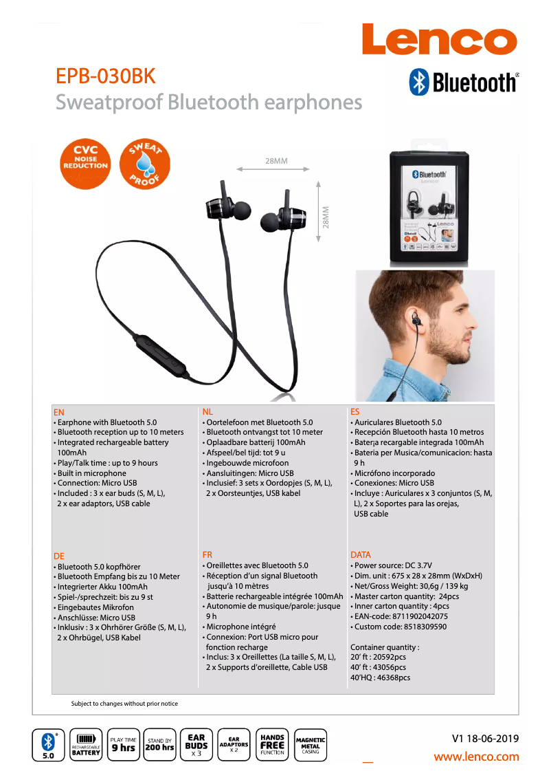 Page 1 of the manual User Manual Lenco EPB-030