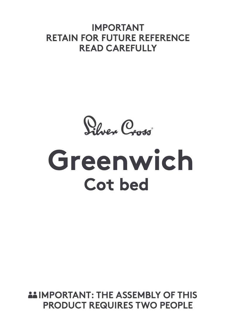 Page 1 of the manual User Manual Silver Cross Greenwich Cot Bed