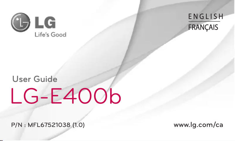 Page 1 of the manual User Manual LG E400