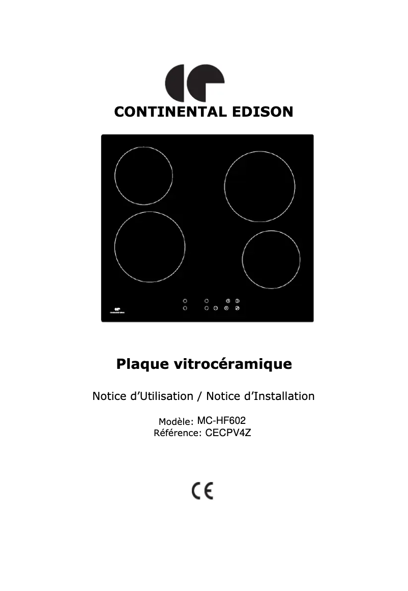 Page 1 of the manual User Manual Continental Edison CECPV4Z
