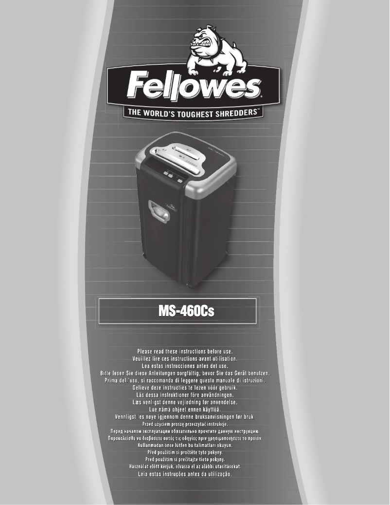 First page image of the manual for MicroShred MS-460Cs