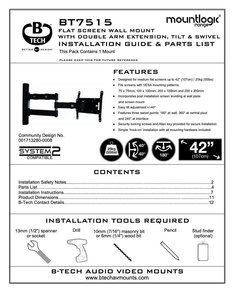 First page image of the manual for BT7515