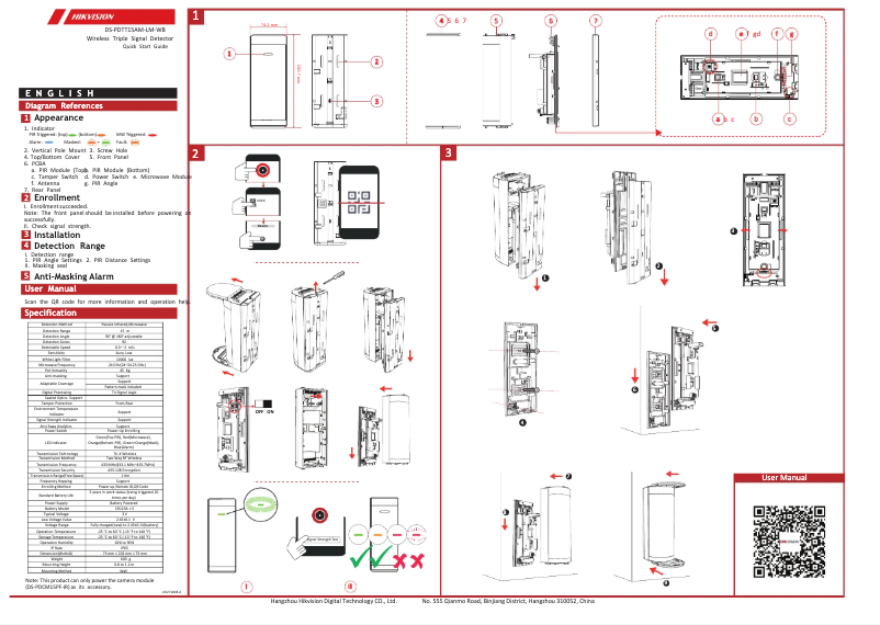 Page 1 of the manual Quick Start Guide Hikvision DS-PDTT15AM-LM-WB