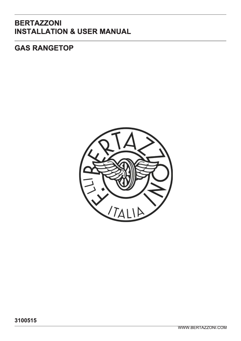 Page 1 of the manual Installation Guide Bertazzoni PROF366RTBXT