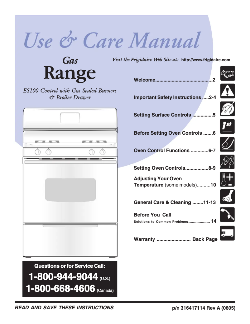 Page 1 of the manual User Manual Frigidaire FGF337EW