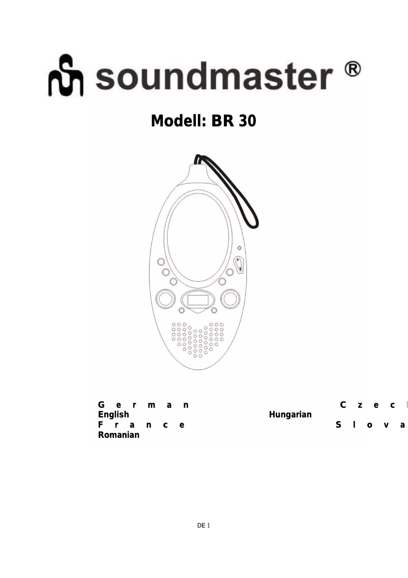 Page 1 of the manual User Manual Soundmaster BR 30